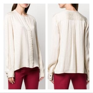 New 10 Crosby Derek Lam Bone Snake Satin TF92726SN Button-down Top